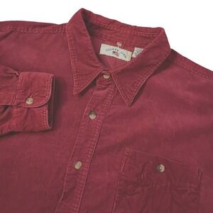 County Seat Corduroy Shirt Mens XL Red Cotton Pocket Workwear Outdoor Vintage